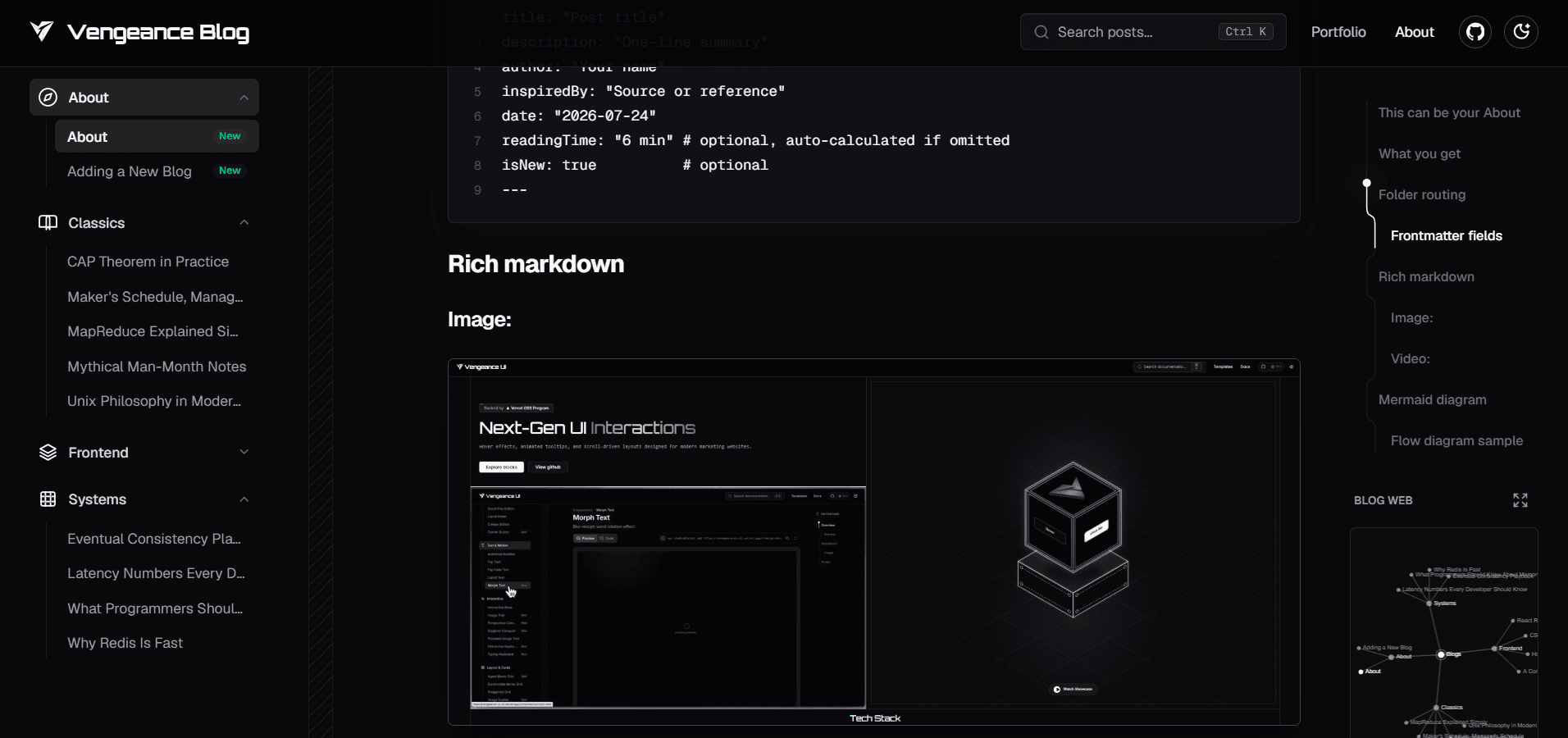 Blog V1 homepage screenshot