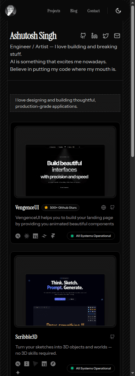 Portfolio V1 mobile responsive screenshot