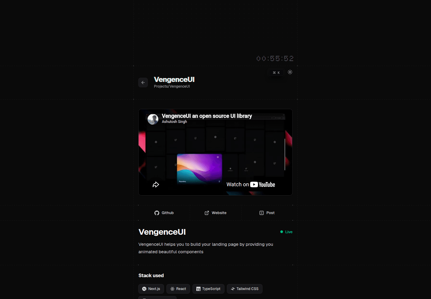 Portfolio V2 project detail screenshot
